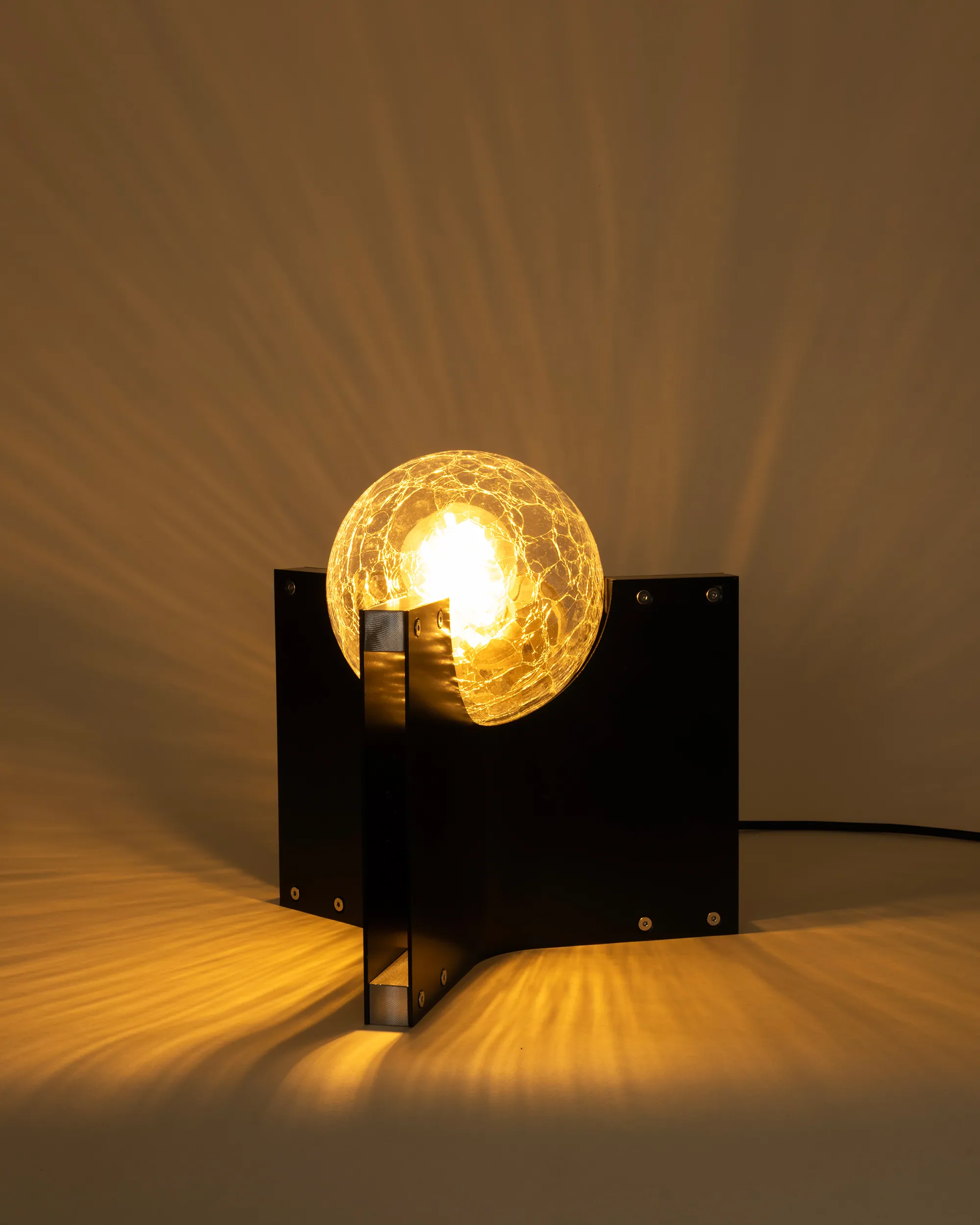 Crackdown Mini Black Crackle Globe, lit