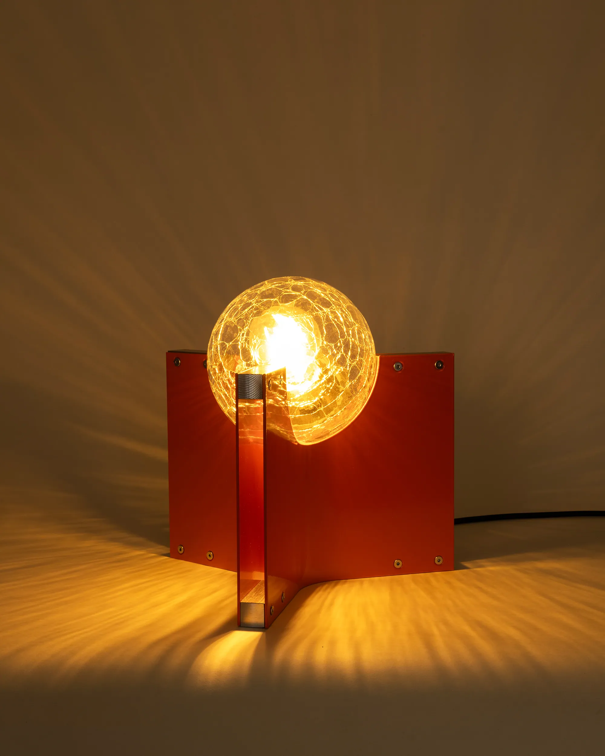 Crackdown Mini Orange Crackle Globe, lit